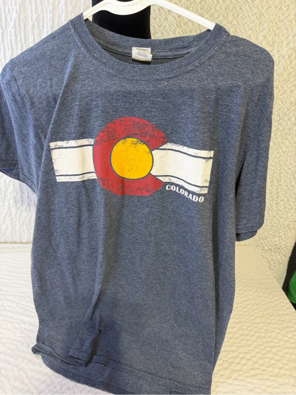 Gildan Blue Colorado Flag Graphic Tee with Red & Yellow Emblem